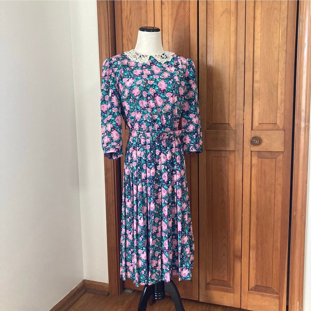 Vintage Lisa Petites Floral Midi Dress, Size S?